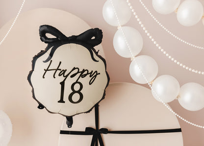 Happy 18 Balloon with Black Bow