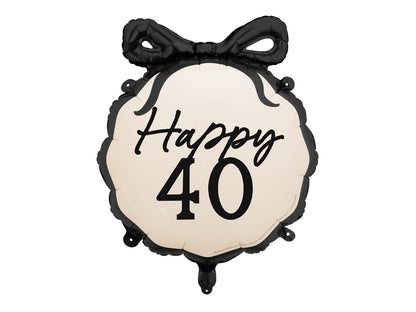 Happy 40 Balloon with Black Bow