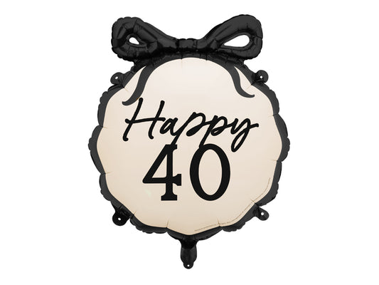 Happy 40 Balloon with Black Bow