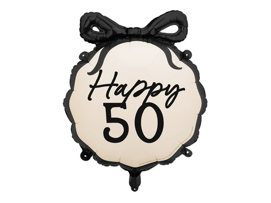 Happy 50 Balloon with Black Bow