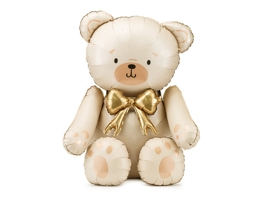 Giant Teddy Bear Foil Balloon with Gold Bow