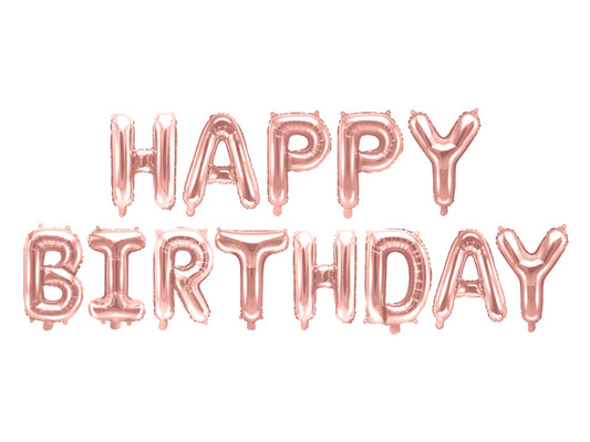 Happy Birthday Balloon Banner Rose Gold