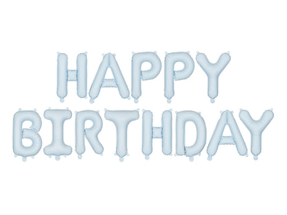 Happy Birthday Balloon Banner Pastel Blue