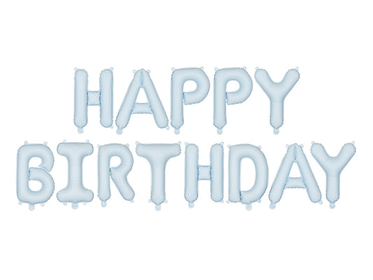 Happy Birthday Balloon Banner Pastel Blue