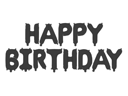 Happy Birthday Balloon Banner Black