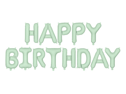 Happy Birthday Balloon Banner Pastel Green