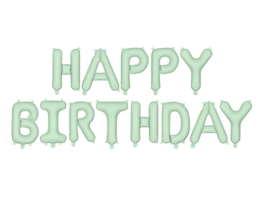 Happy Birthday Balloon Banner Pastel Green
