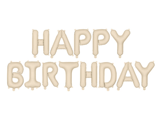 Happy Birthday Balloon Banner Cream