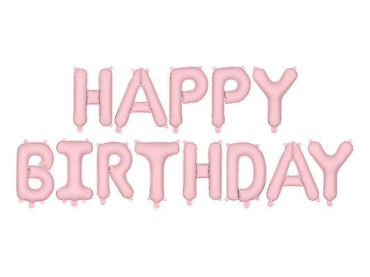 Happy Birthday Balloon Banner Pastel Pink
