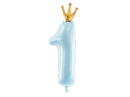 Number 1 Blue with Crown Balloon