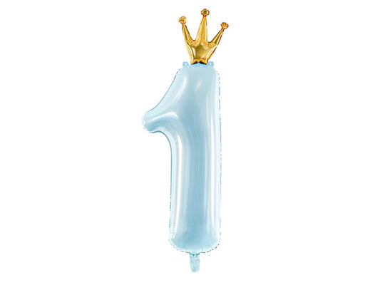 Number 1 Blue with Crown Balloon