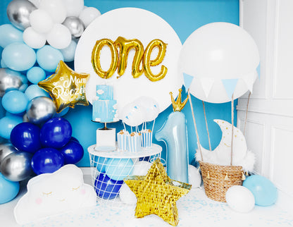 Number 1 Blue with Crown Balloon