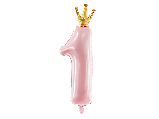 Number 1 Light Pink Balloon With Crown