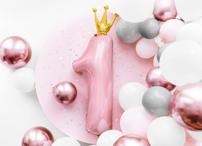 Number 1 Light Pink Balloon With Crown