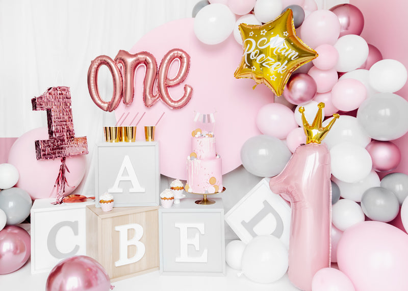 Number 1 Light Pink Balloon With Crown