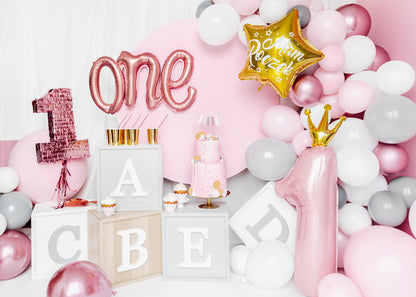 Number 1 Light Pink Balloon With Crown