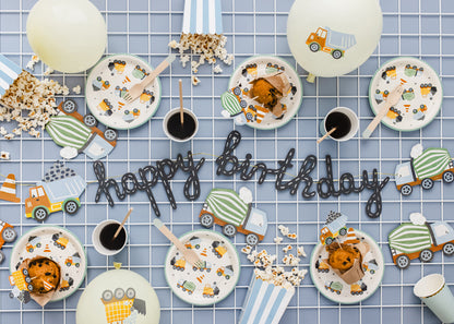 Banner Happy brithday Construction vehicles - 2 m - Assorted Colours