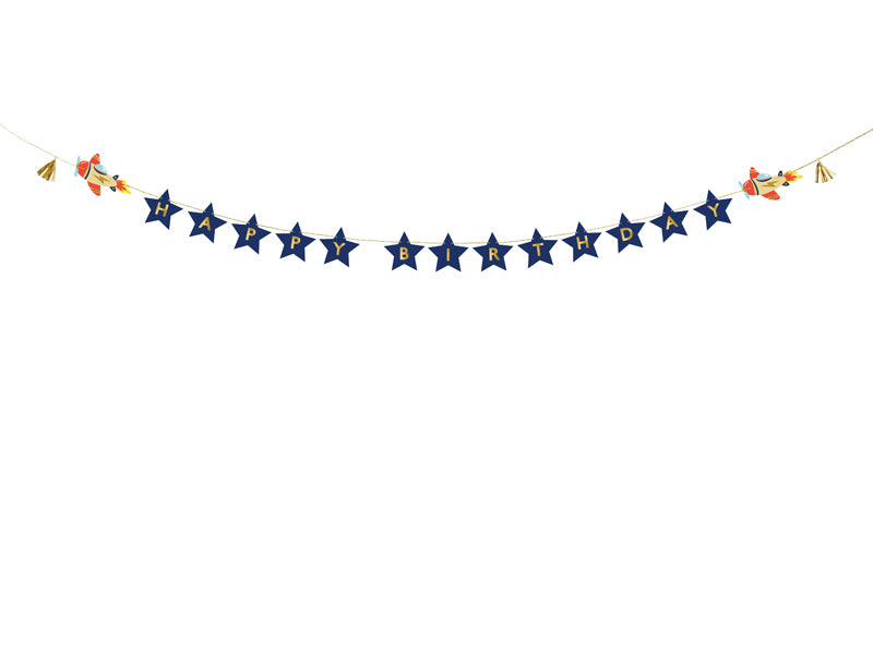 Banner Happy Birthday Airplanes - 2.5 m - Assorted Colours