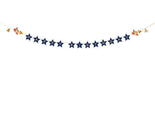 Banner Happy Birthday Airplanes - 2.5 m - Assorted Colours
