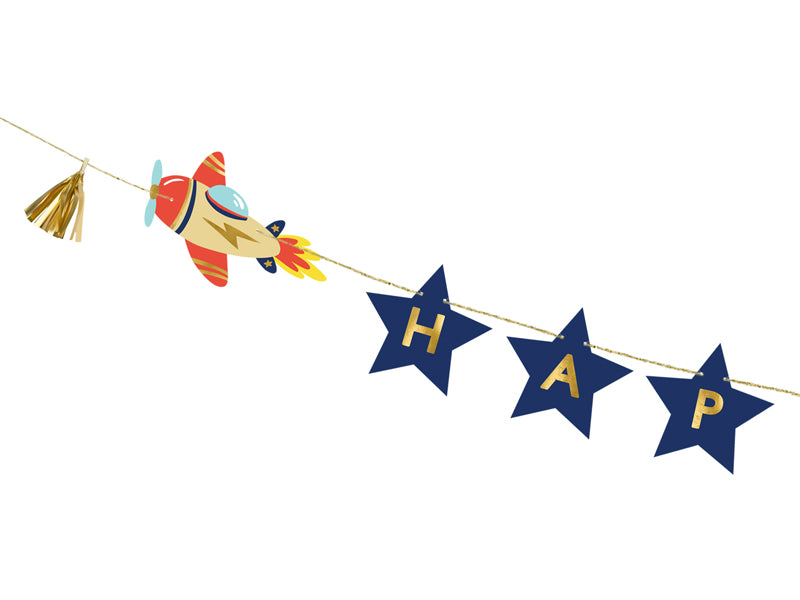 Banner Happy Birthday Airplanes - 2.5 m - Assorted Colours