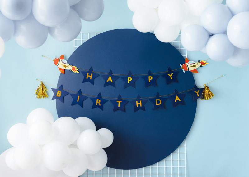 Banner Happy Birthday Airplanes - 2.5 m - Assorted Colours