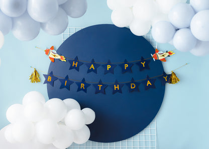 Banner Happy Birthday Airplanes - 2.5 m - Assorted Colours