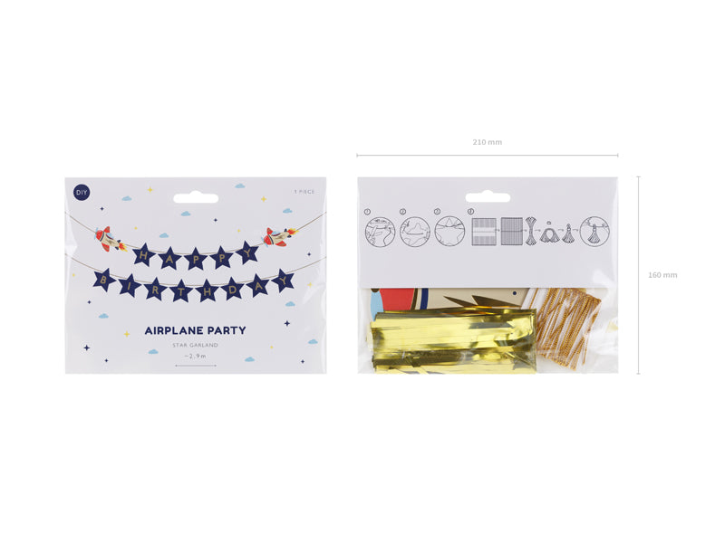 Banner Happy Birthday Airplanes - 2.5 m - Assorted Colours