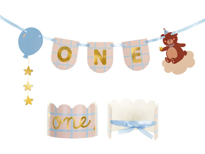 Chair banner and crown Teddy Bear - Assorted Colours