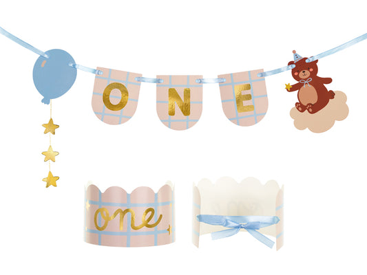 Chair banner and crown Teddy Bear - Assorted Colours