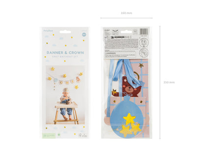 Chair banner and crown Teddy Bear - Assorted Colours