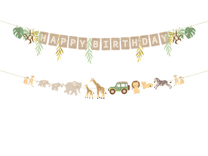 Banner Happy Birthday Safari - Assorted Colours