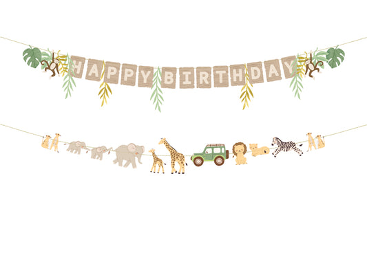 Banner Happy Birthday Safari - Assorted Colours