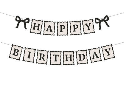 Banner Happy Birthday Bows - cream-black
