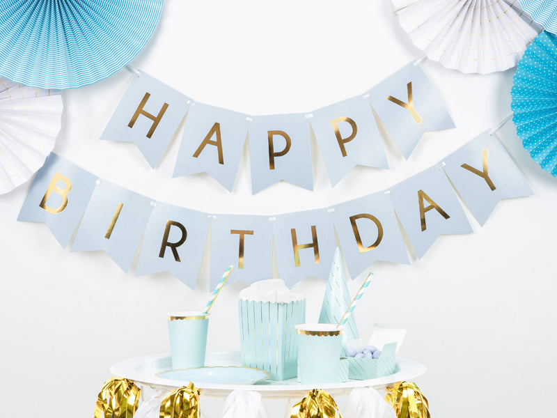 Happy Birthday Banner Light Blue