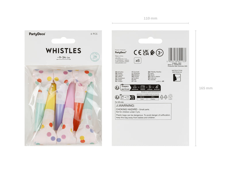 Paper whistles Confetti - Assorted Colours