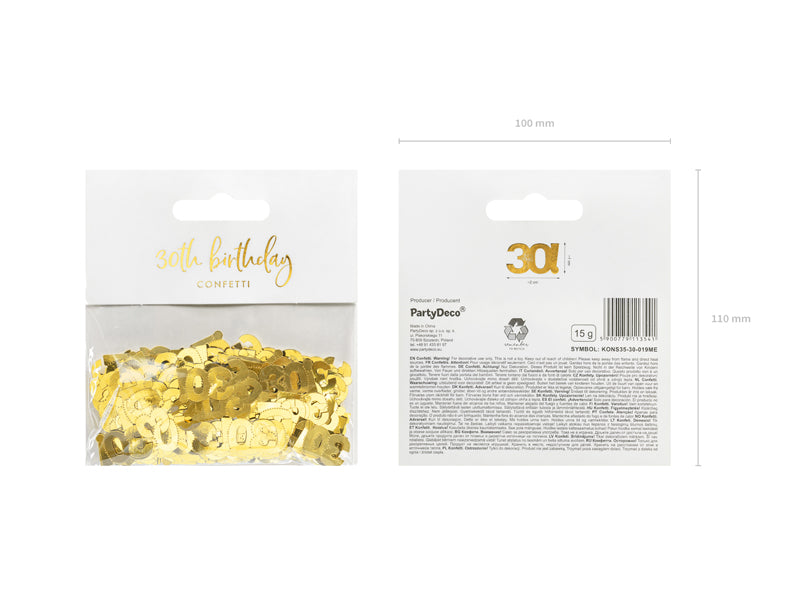 Metallic confetti - number 30 - 15g