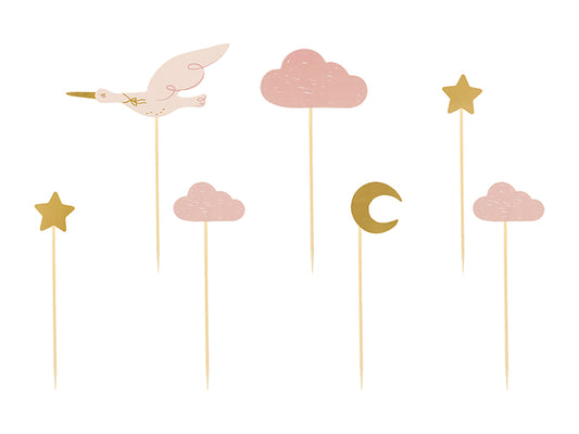 Stork Pink Cupcake Toppers