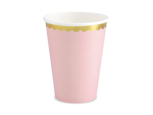Pastel Pink Paper Cup with Gold Foil Trim