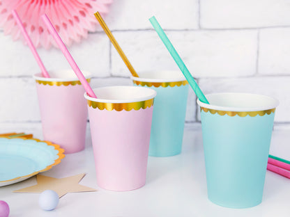 Pastel Pink Paper Cup with Gold Foil Trim