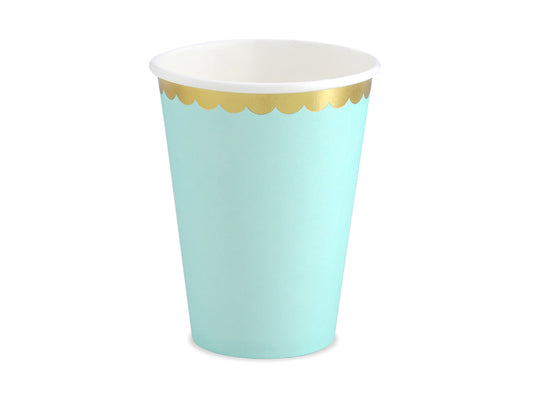Mint Paper Cups With Gold Foil Trim