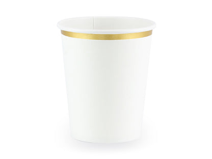 White Cups with Gold Trim