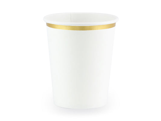 White Cups with Gold Trim