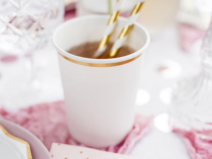 White Cups with Gold Trim