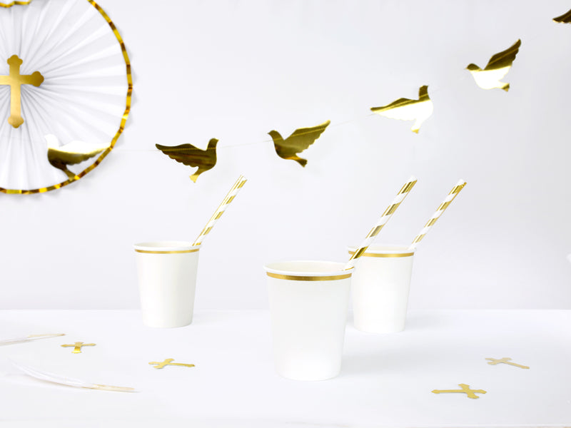 White Cups with Gold Trim