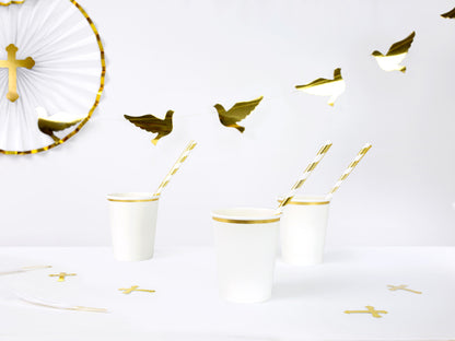 White Cups with Gold Trim
