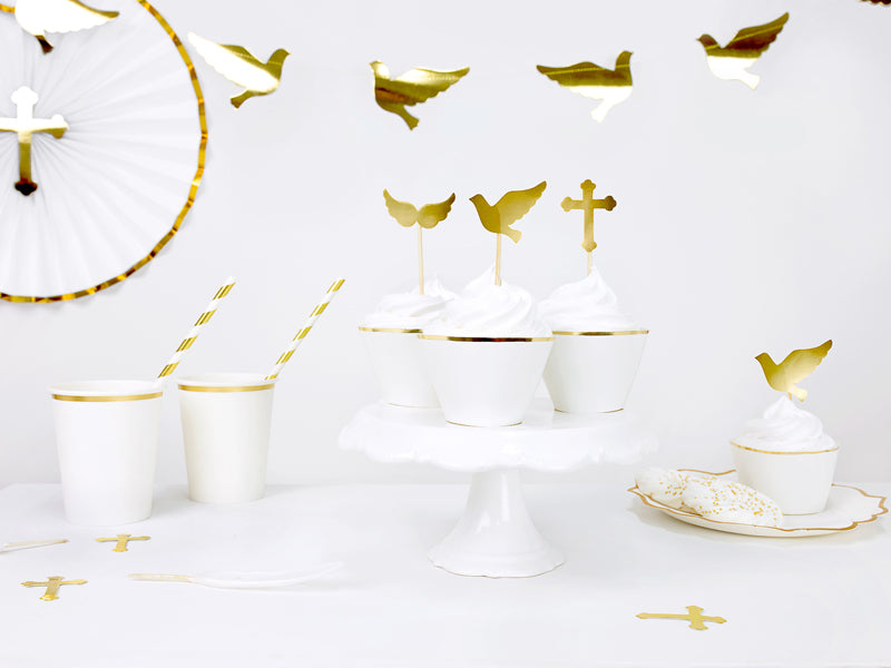 White Cups with Gold Trim