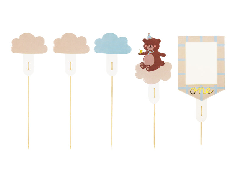 Cake Toppers Teddy Bear - Assorted Colours - 12