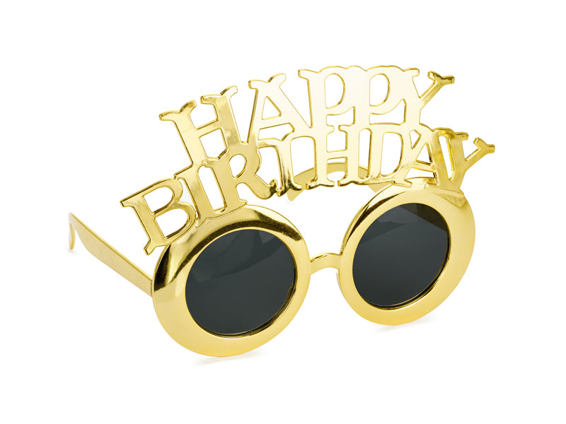 Glasses Happy Birthday - cold gold