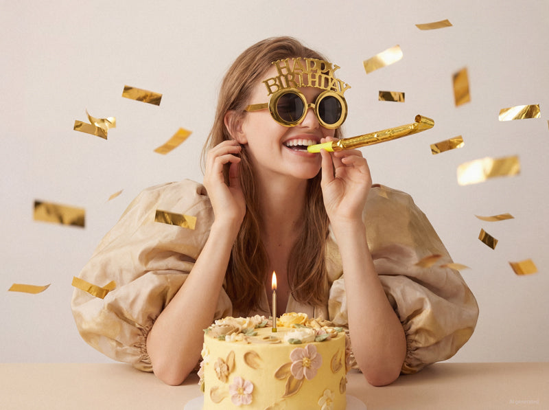 Glasses Happy Birthday - cold gold