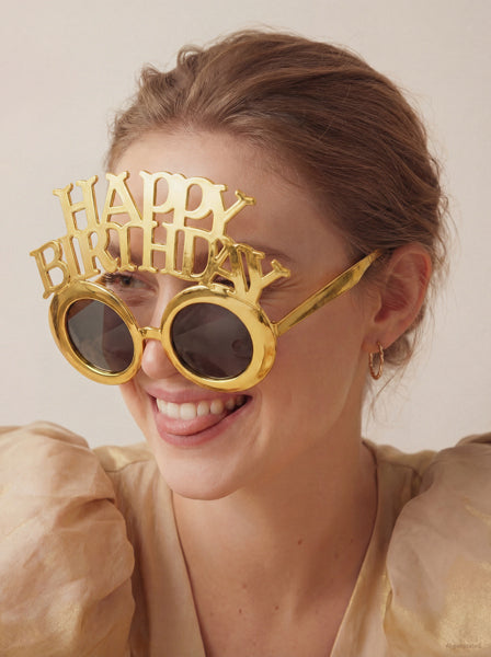 Glasses Happy Birthday - cold gold